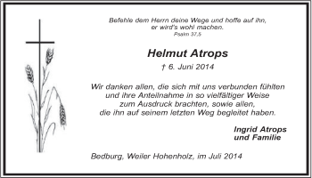 Anzeige von Helmut Atrops von  Werbepost 