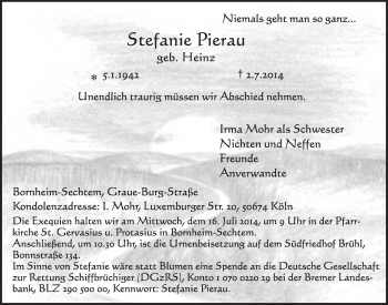 Anzeige von Stefanie Pierau von  Schlossbote/Werbekurier 