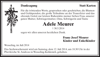 Anzeige von Adele Meurer von  Schlossbote/Werbekurier 