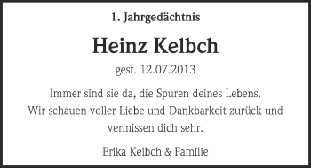 Anzeige von Heinz Kelbch von  Kölner Wochenspiegel 