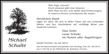 Anzeige von Michael Schulte von  Sonntags-Post 