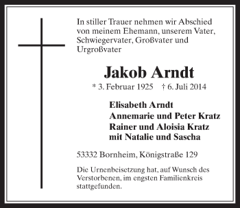 Anzeige von Jakob Arndt von  Schaufenster/Blickpunkt 
