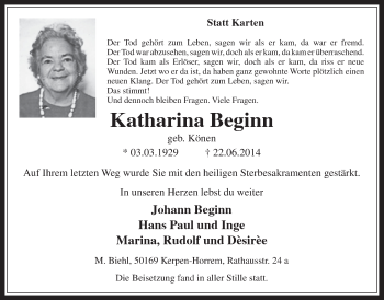 Anzeige von Katharina Beginn von  Wochenende  Werbepost 