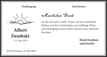 Anzeige von Albert Dembski von  Sonntags-Post 
