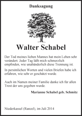 Anzeige von Walter Schabel von  Extra Blatt 