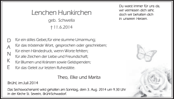 Anzeige von Lenchen Hunkirchen von  Schlossbote/Werbekurier 