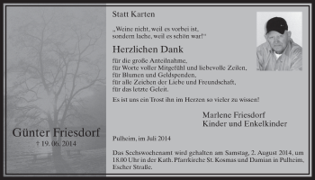 Anzeige von Günter Friesdorf von  Sonntags-Post 