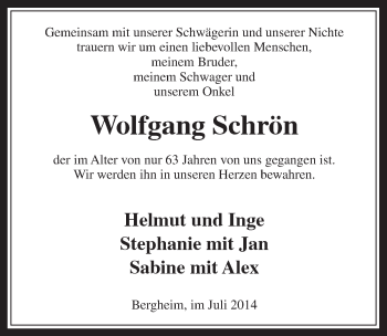 Anzeige von Wolfgang Schrön von  Werbepost 