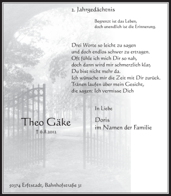 Anzeige von Theo  Gäke von  Werbepost 