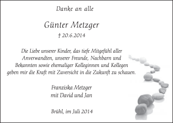 Anzeige von Günter Metzger von  Wochenende  Schlossbote/Werbekurier 