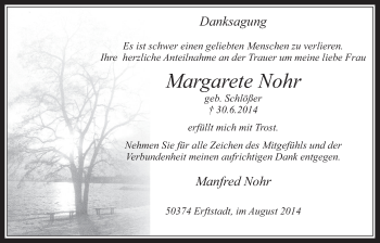 Anzeige von Margarete Nohr von  Werbepost 