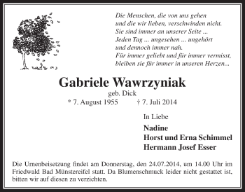 Anzeige von Gabriele Wawrzyniak von  Werbepost 