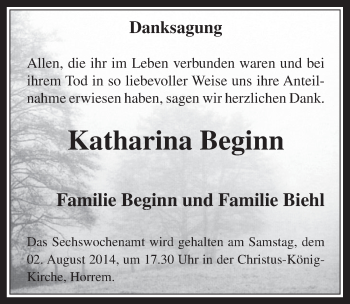 Anzeige von Katharina Beginn von  Werbepost 