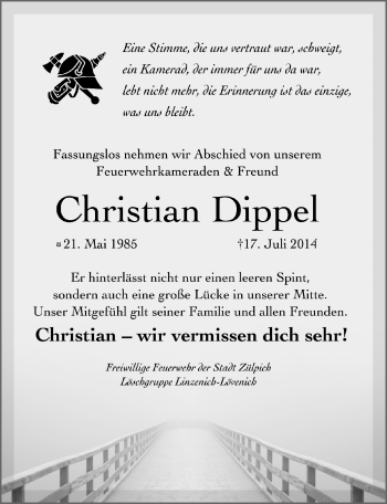 Anzeige von Christian Dippel von  Blickpunkt Euskirchen 