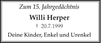 Anzeige von Willi Herper von  Schlossbote/Werbekurier 
