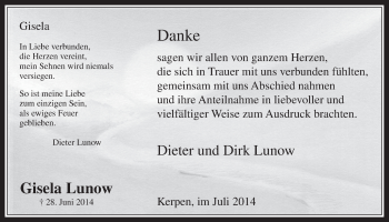 Anzeige von Gisela Lunow von  Werbepost 