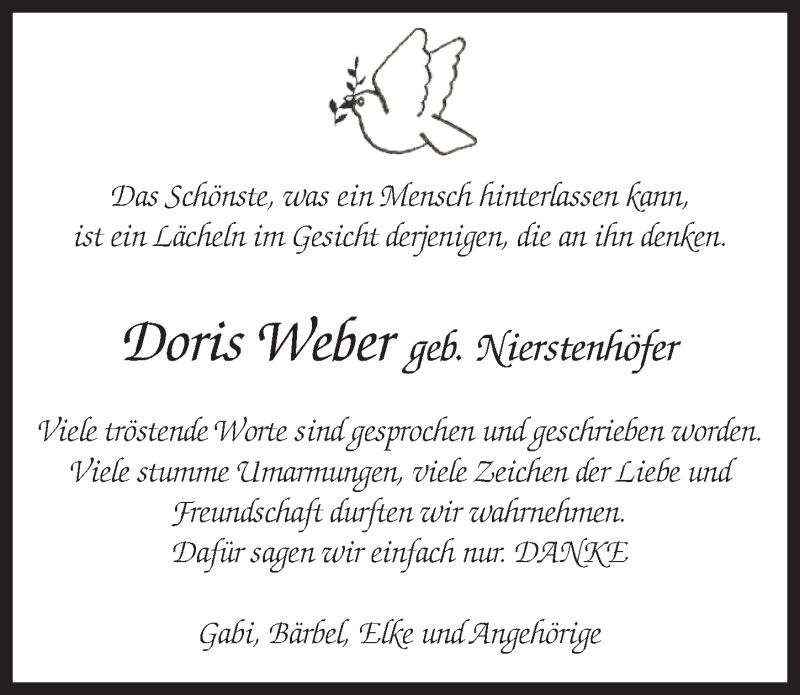  Traueranzeige für Doris Weber vom 30.07.2014 aus  Lokalanzeiger 