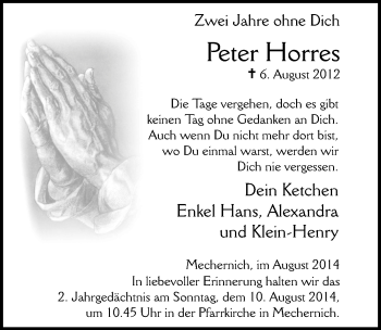 Anzeige von Peter Horres von  Blickpunkt Euskirchen 