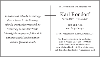 Anzeige von Karl Rondorf von  Extra Blatt 