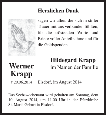 Anzeige von Werner Krapp von  Werbepost 