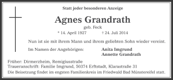 Anzeige von Agnes Grandrath von  Werbepost 