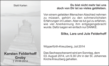 Anzeige von Karsten Felderhoff Groby von  Anzeigen Echo 