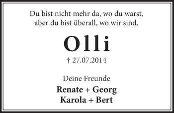 Anzeige von Olli  von  Schaufenster/Blickpunkt  Schlossbote/Werbekurier 