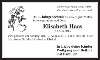 Anzeige von Elisabeth Haas von  Werbepost 