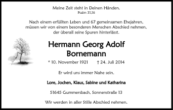 Anzeige von Hermann Georg Adolf Bornemann von  Anzeigen Echo 