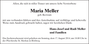 Anzeige von Maria Metier von  Schlossbote/Werbekurier 