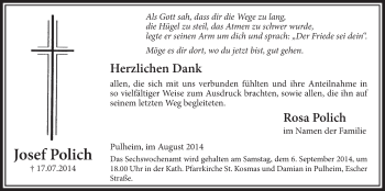 Anzeige von Josef Polich von  Sonntags-Post 