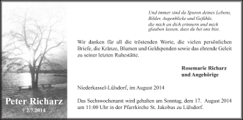 Anzeige von Peter Richarz von  Extra Blatt 