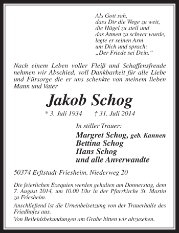 Anzeige von Jakob Schog von  Werbepost 