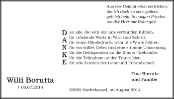 Anzeige von Willi  Borutta von  Extra Blatt 