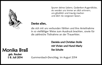 Anzeige von Monika Braß von  Anzeigen Echo 
