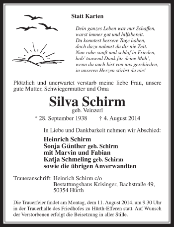 Anzeige von Silva Schirm von  Wochenende 
