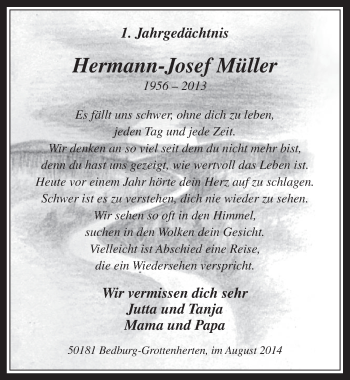 Anzeige von Hermann-Josef Müller von  Werbepost 
