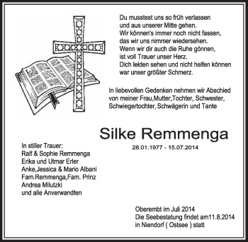 Anzeige von Silke Remmenga von  Sonntags-Post 