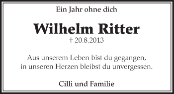 Anzeige von Wilhelm Ritter von  Schlossbote/Werbekurier 