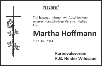 Anzeige von Martha Hoffmann von  Kölner Wochenspiegel 