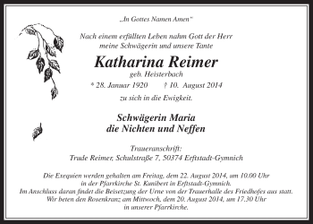 Anzeige von Katharina Reimer von  Werbepost 