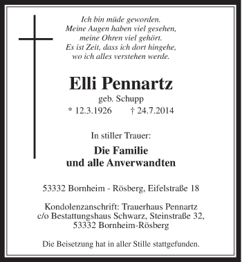 Anzeige von Elli Pennartz von  Schaufenster/Blickpunkt 