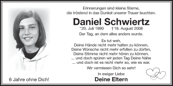 Anzeige von Daniel Schwiertz von  Bergisches Handelsblatt 