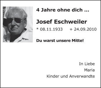 Anzeige von Josef Eschweiler von  Werbepost 