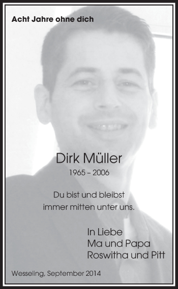 Anzeige von Dirk Müller von  Schlossbote/Werbekurier 