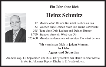 Anzeige von Heinz Schmitz von  Werbepost 