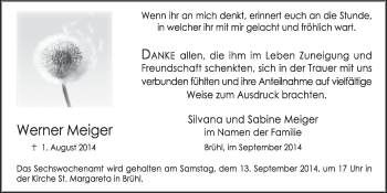 Anzeige von Werner Meiger von  Schlossbote/Werbekurier 