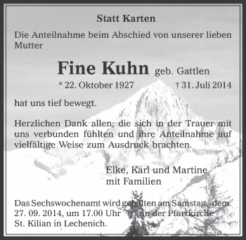 Anzeige von Fine Kuhn von  Werbepost 