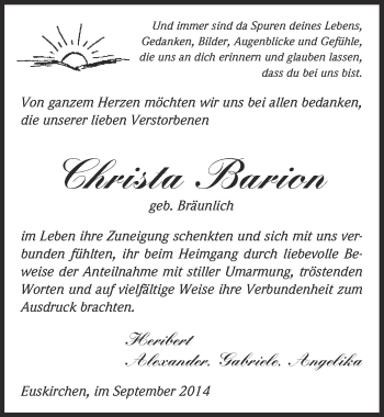 Anzeige von Christa Barion von  Blickpunkt Euskirchen 