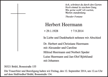 Anzeige von Herbert Heermann von  Schlossbote/Werbekurier 